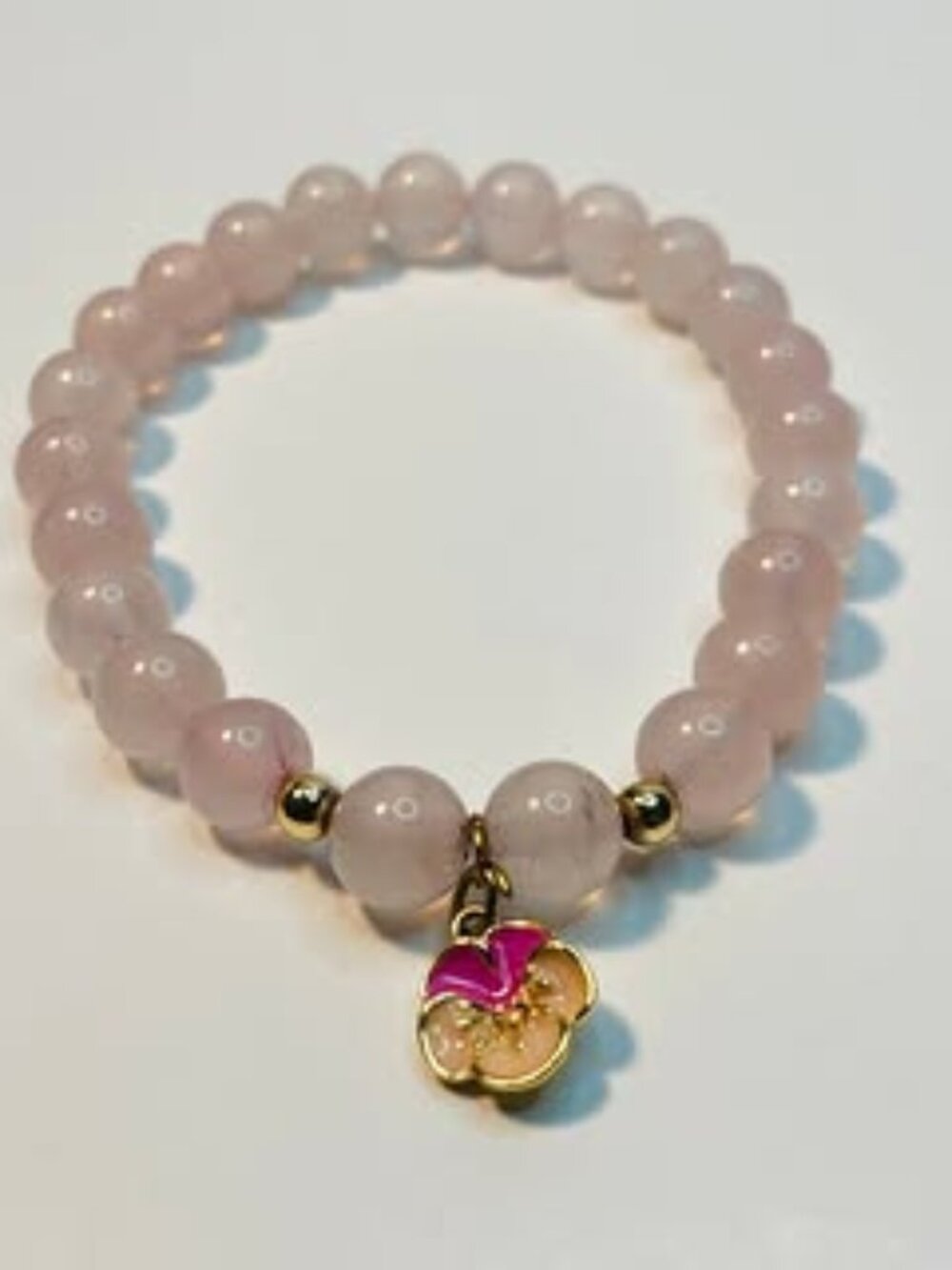18K Gold Flower * Rose Quartz Beads